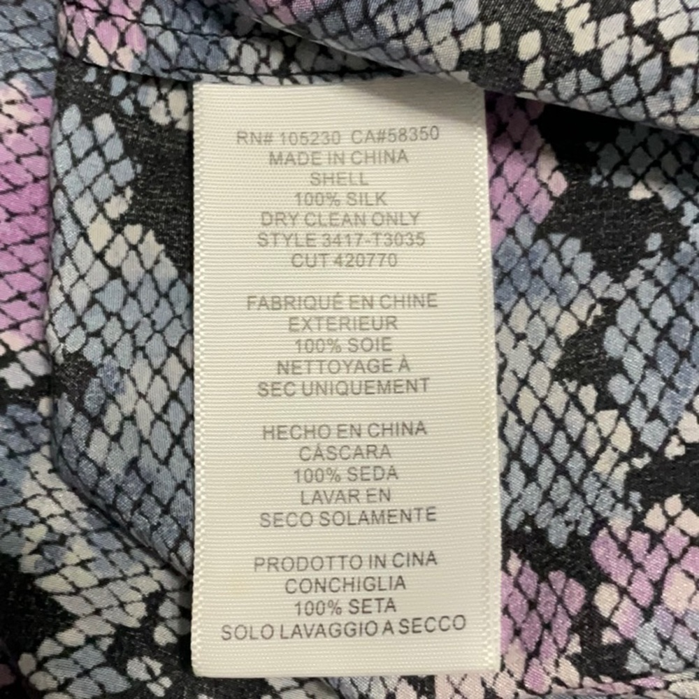 542- Joie NWOT Blue & Purple Zahira Floral Silk Top, Size Medium - Picture 5 of 6